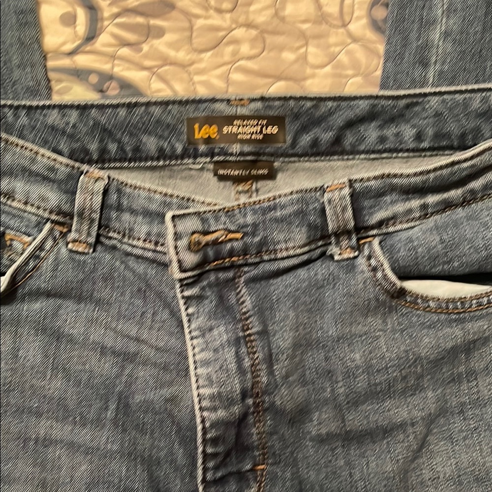 Lee Straight Leg Jeans - Medium Blue 12 Long worn once